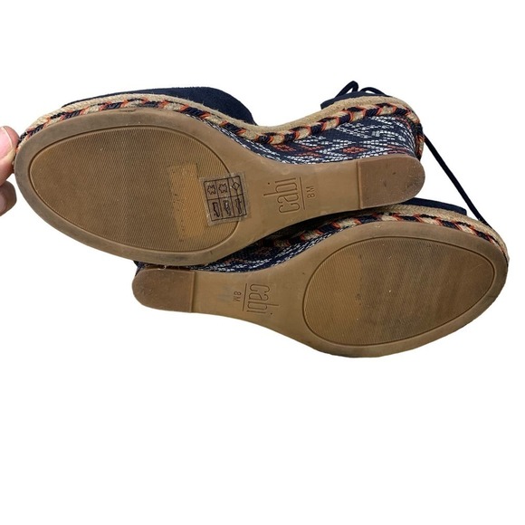 Cabi Isla Navy Espadrille Wedges Size 8.5 Comfort  Southwestern Resort - Picture 7 of 10